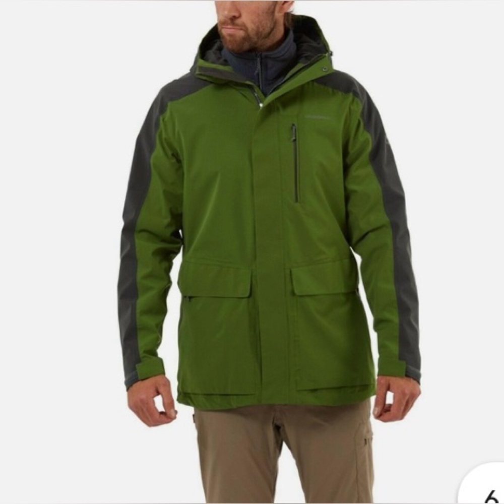Craghoppers Men’s Lorton Waterproof Hooded Jacket Green/Black Size XL NWOT